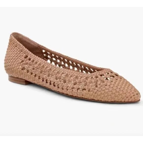 Women's Birdies Goldfinch Woven Almond Toe Flat in Tan size 7.5 Bohemian Preppy - Picture 1 of 5